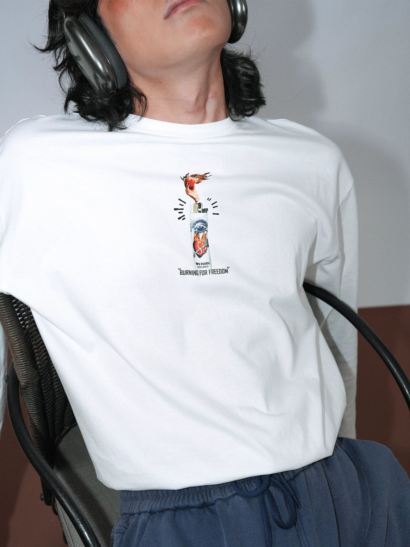 O3PARK Lighter Print Loose Casual Long Sleeve