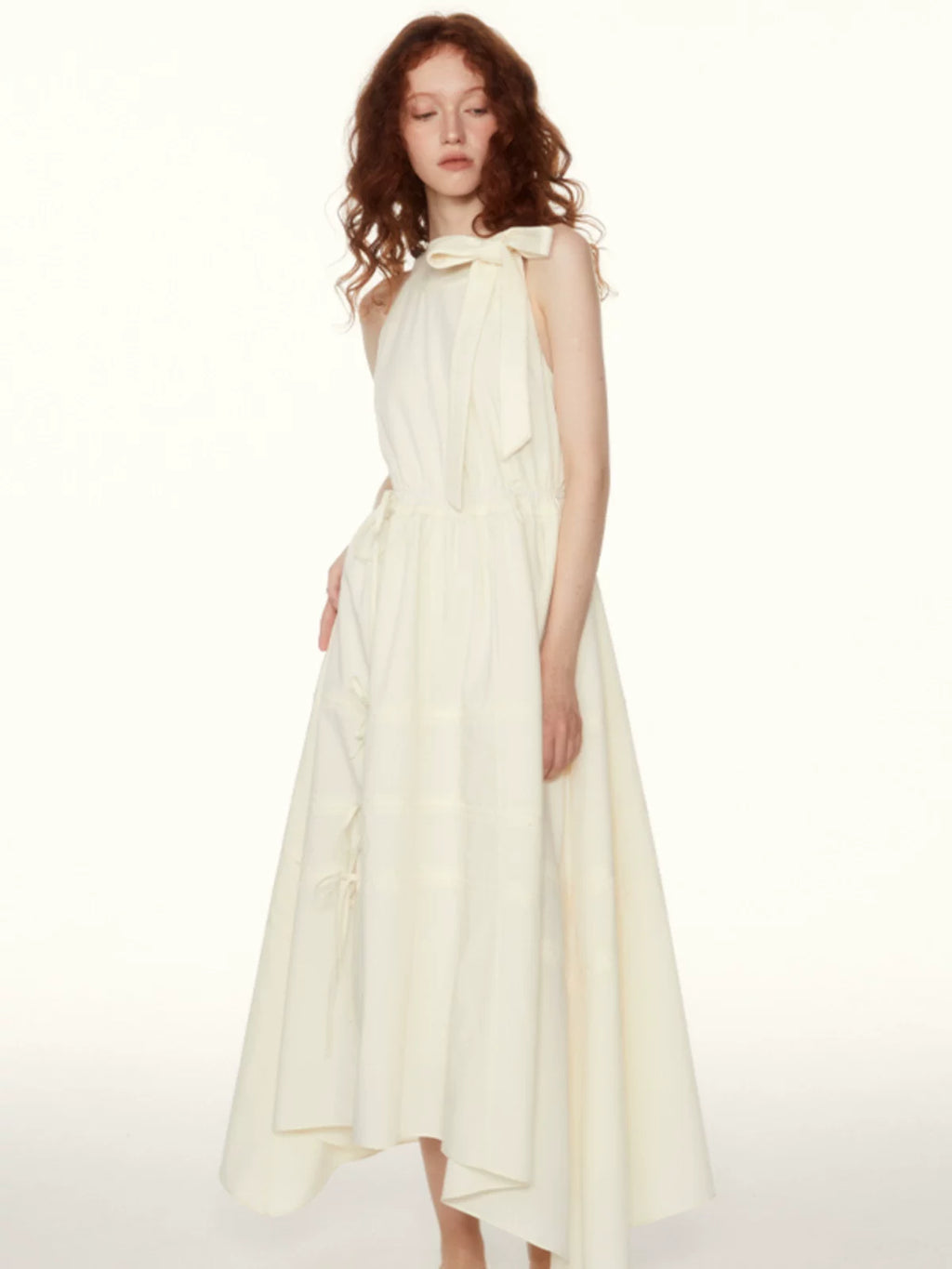 Sureenough Sleeveless Bow Halter Long Dress