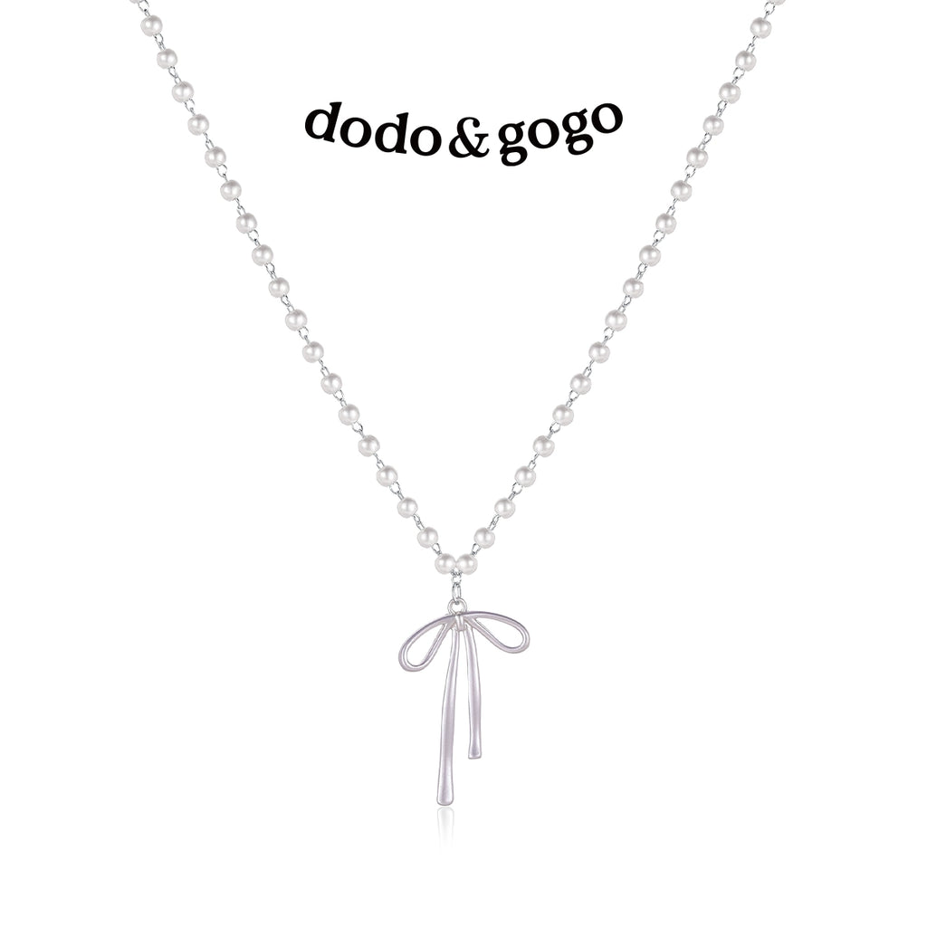 DODOGOGO Bead Chain Bow Necklace