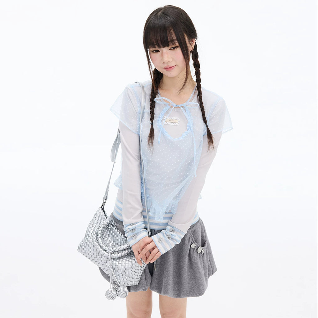 MOMSAYCAN Striped Splicing Long-sleeved Set