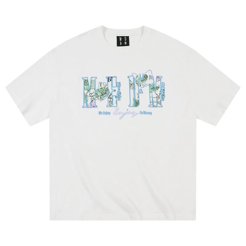 MEDM Lace Printed Applique Butterfly LOGO Tee