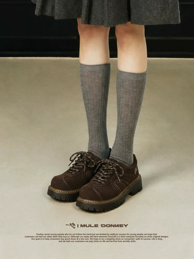 Donkey Retro Big Head Suede Platform Shoes