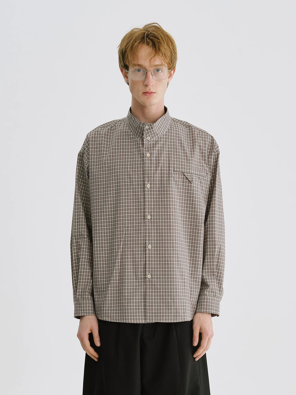 LIVINGTOWN Loose Plaid Long-sleeved Shirt