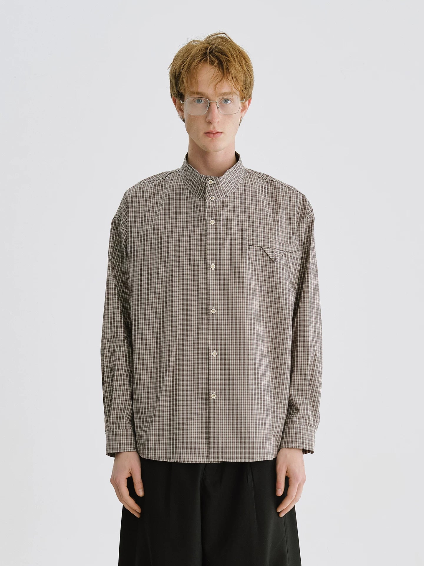 LIVINGTOWN Loose Plaid Long-sleeved Shirt