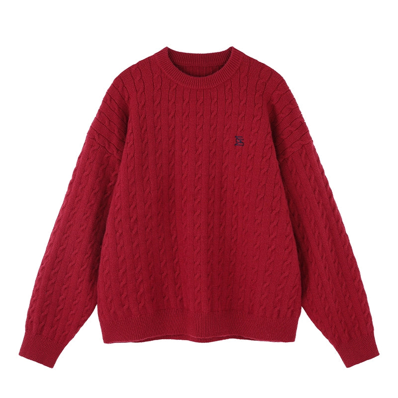 MATCHA STORY Vintage Twist Loose Knitted Sweater