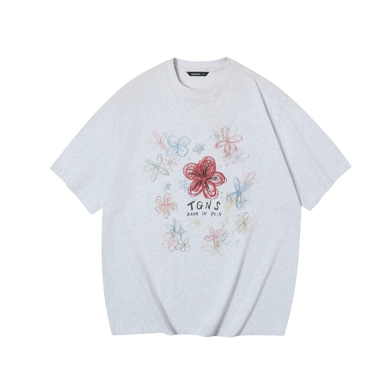 TGNS Retro Loose Heavy Hand Painted Flower Tee