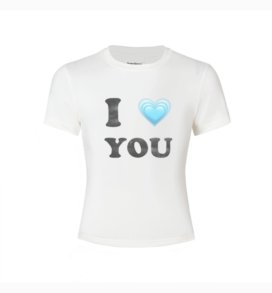 UnderStress Versatile Blue Love Emoji Print Tee