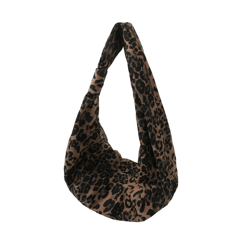 TZ Killer Leopard Print Pleated Versatile Arc Crescent Bag