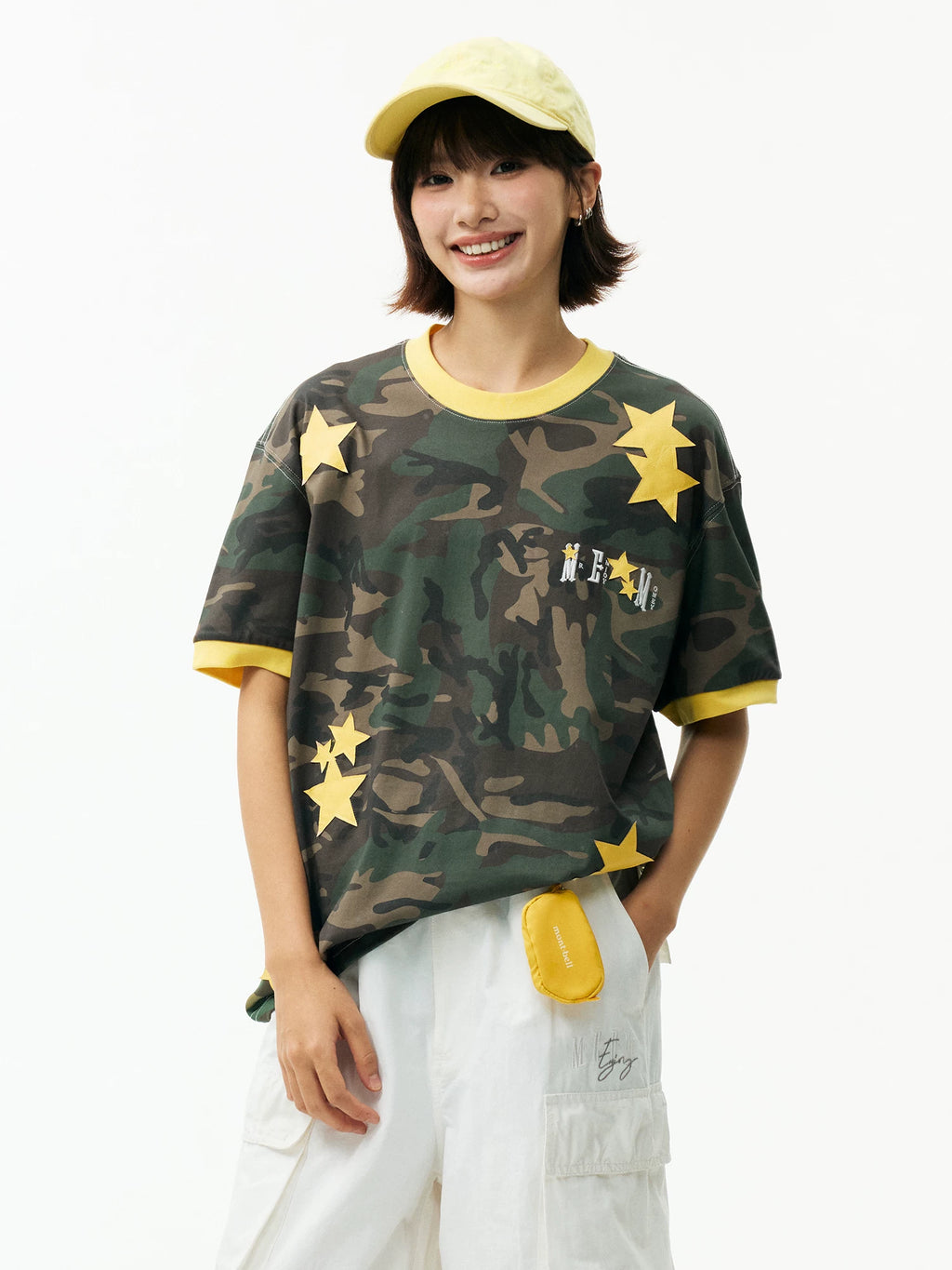 MEDM Camouflage Stars Lazy Embroidery Loose Tee