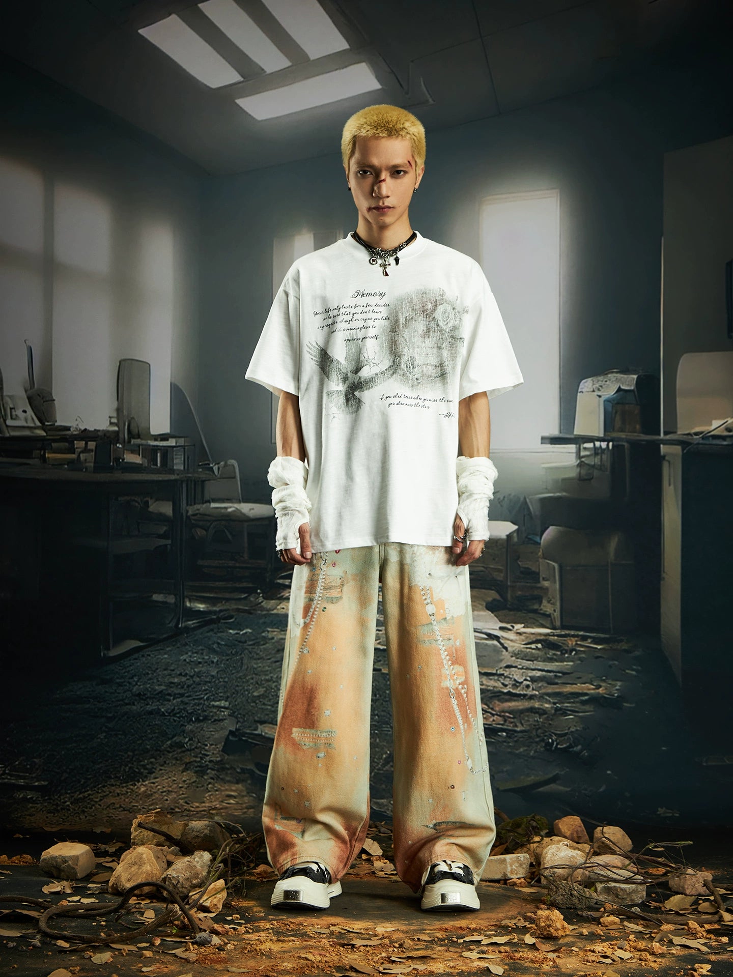 NOMANIAI Old Loose Straight Print Jeans