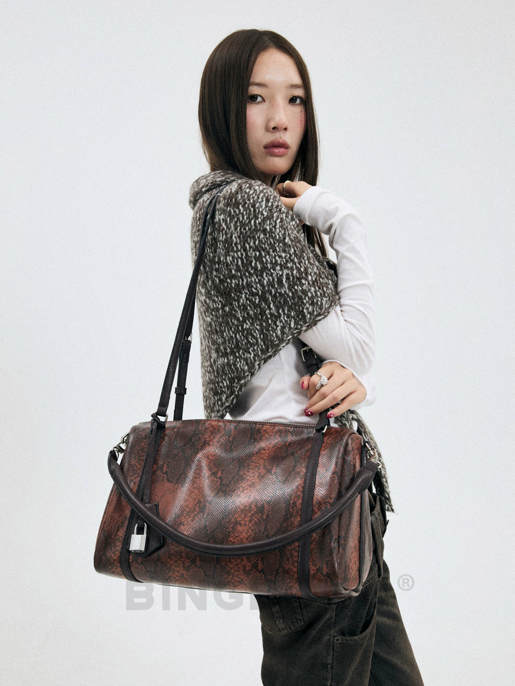 BINGBONG Snake Pattern Large Capacity Armpit Bag