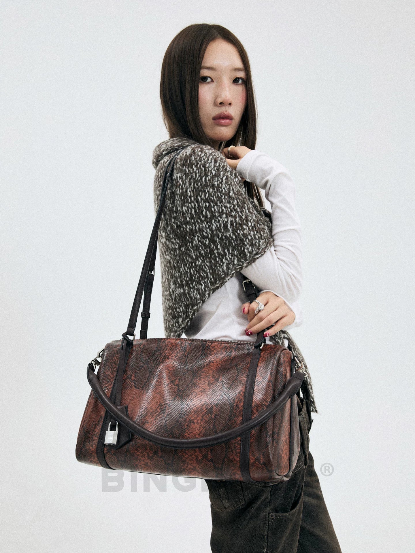 BINGBONG Snake Pattern Large Capacity Armpit Bag