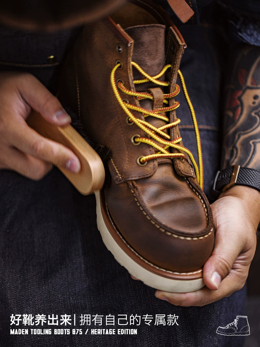 Madden Top Layer Cowhide Retro Square Head Leather Martin Boots