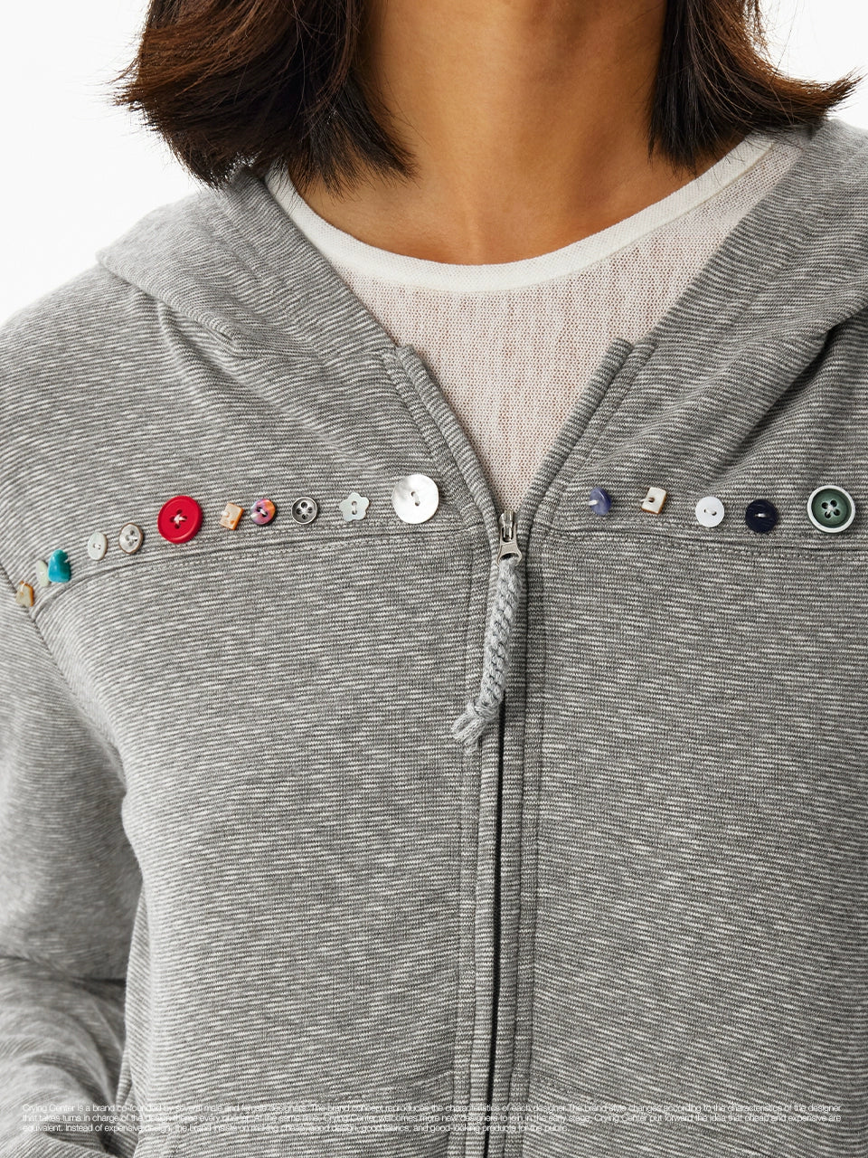 CryingCenter Flower Fit Multi-Button Hooded Cardigan