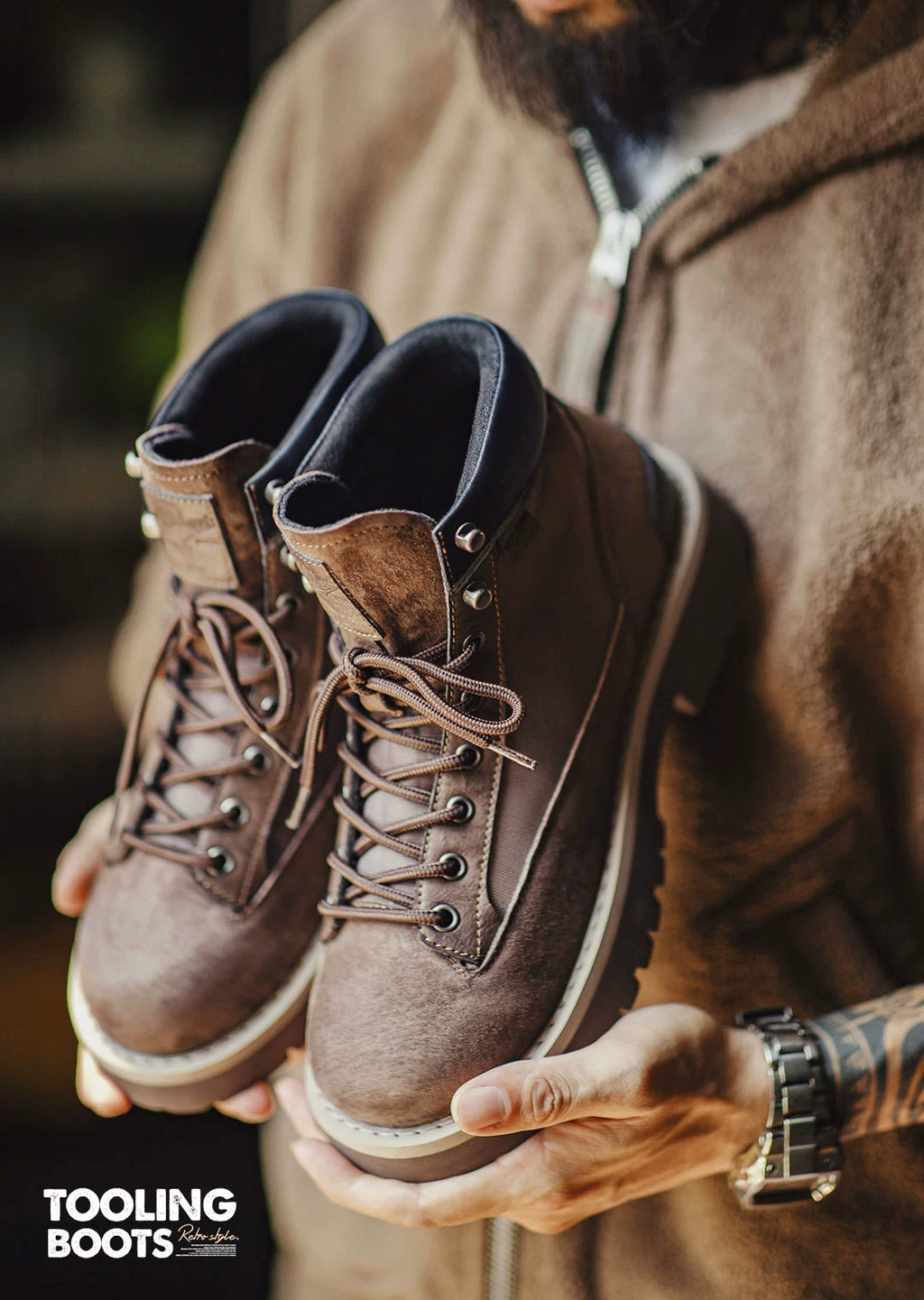 Maden Casual Vintage Leather Mountaineering Platform Martin Boots