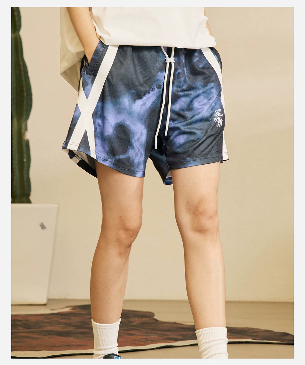LUSHISI Stitching Drawstring Sports Shorts