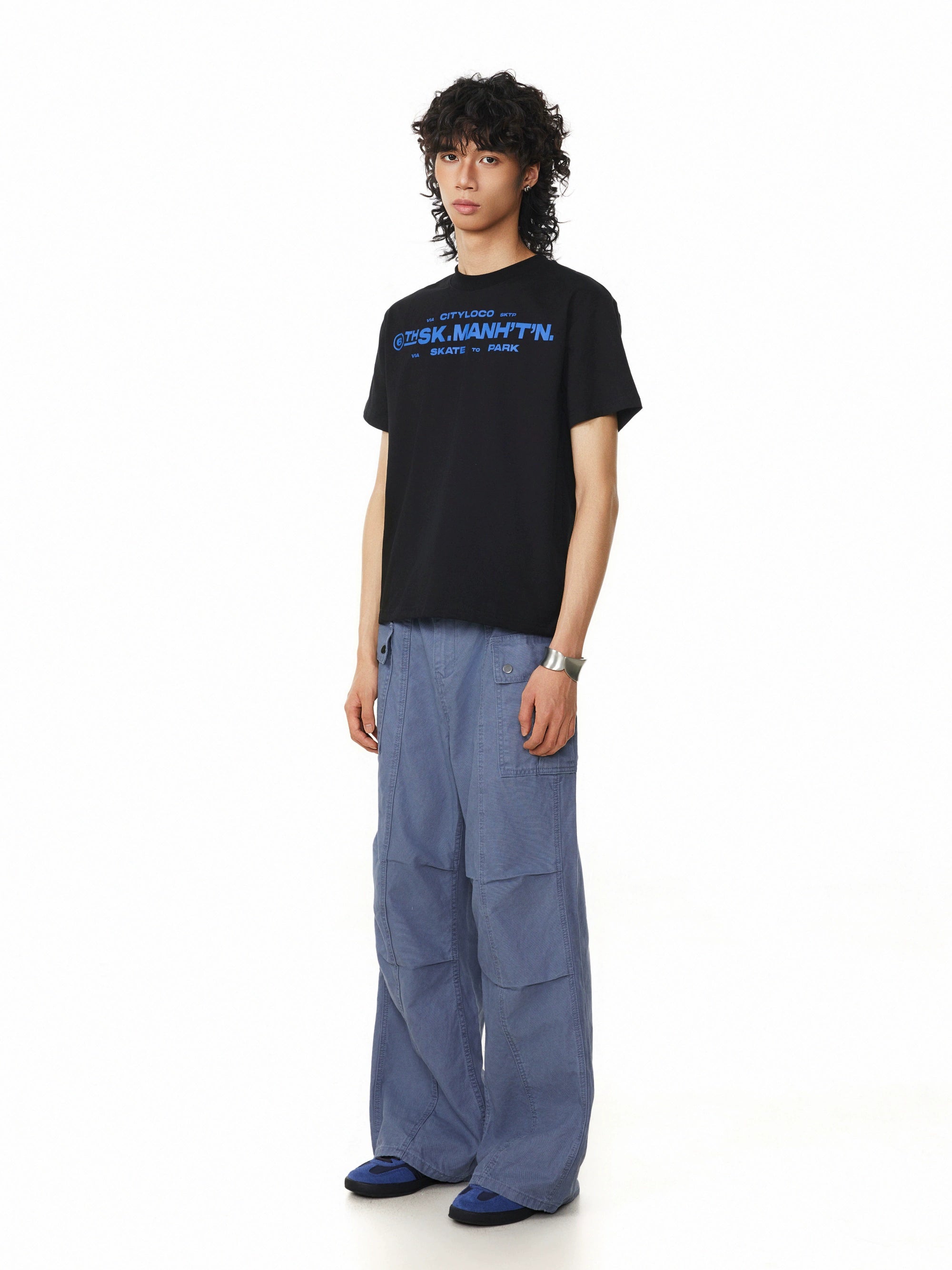 BTSG Slack Shoulder Vintage Slogan Print Tee