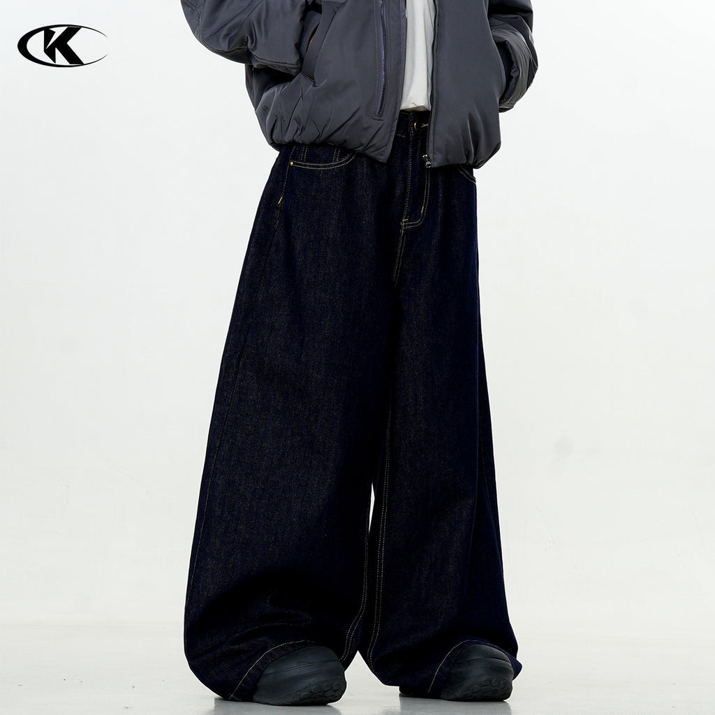 11KN Cleanfit Retro Dark Blue Loose Straight Casual Jeans