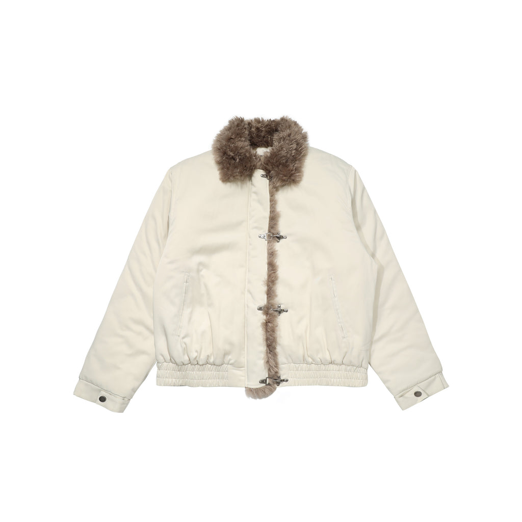 CHANYOOU Vintage Plane Button Fur Collar Jacket