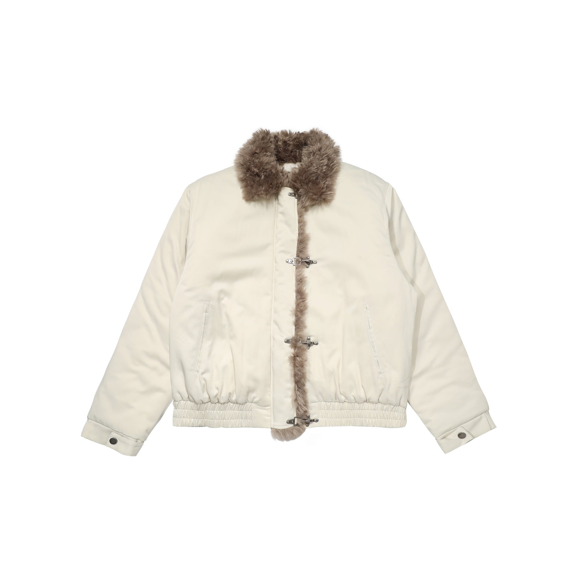 CHANYOOU Vintage Plane Button Fur Collar Jacket