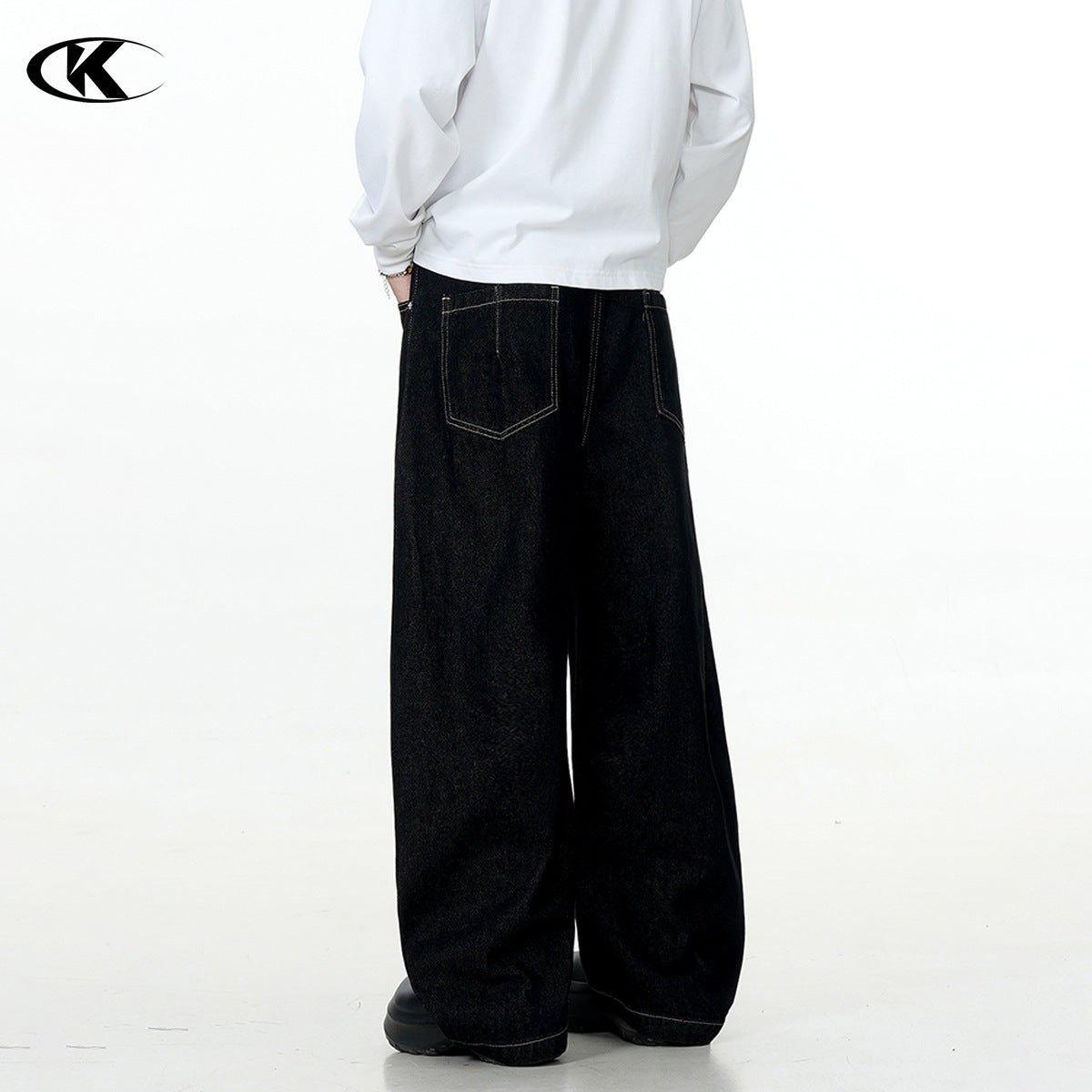 11KN washed black breasted scimitar RAW JEANS