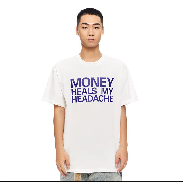 HEADACHE Bold Letter Print Round Neck Tee