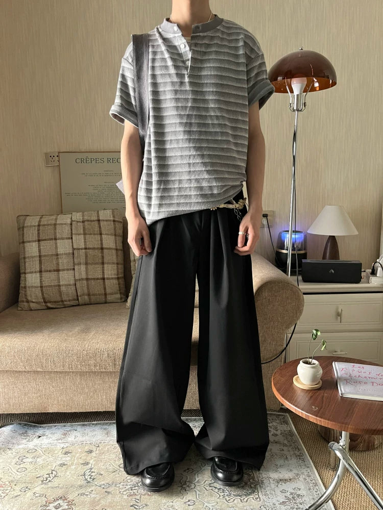 Xanvas Stripes Gradual Change Henry Collar Tee