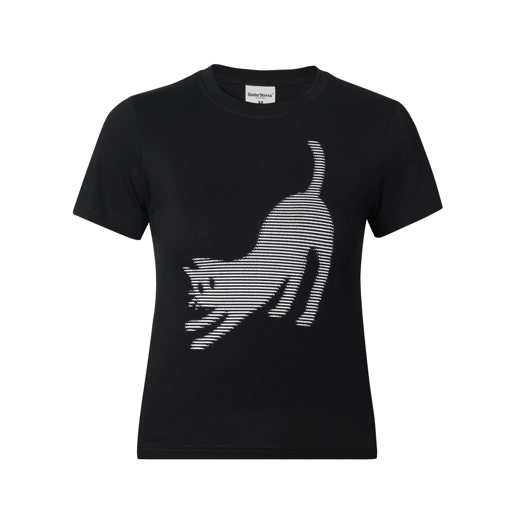 UnderStress Stretching Pixel Pussy Front Shoulder Print Tee