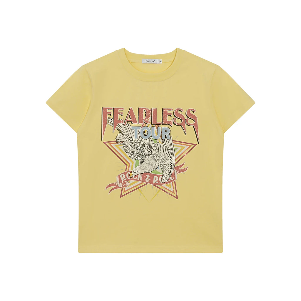 FUNKYFUN Do Old Rock Print Front Shoulder Tee