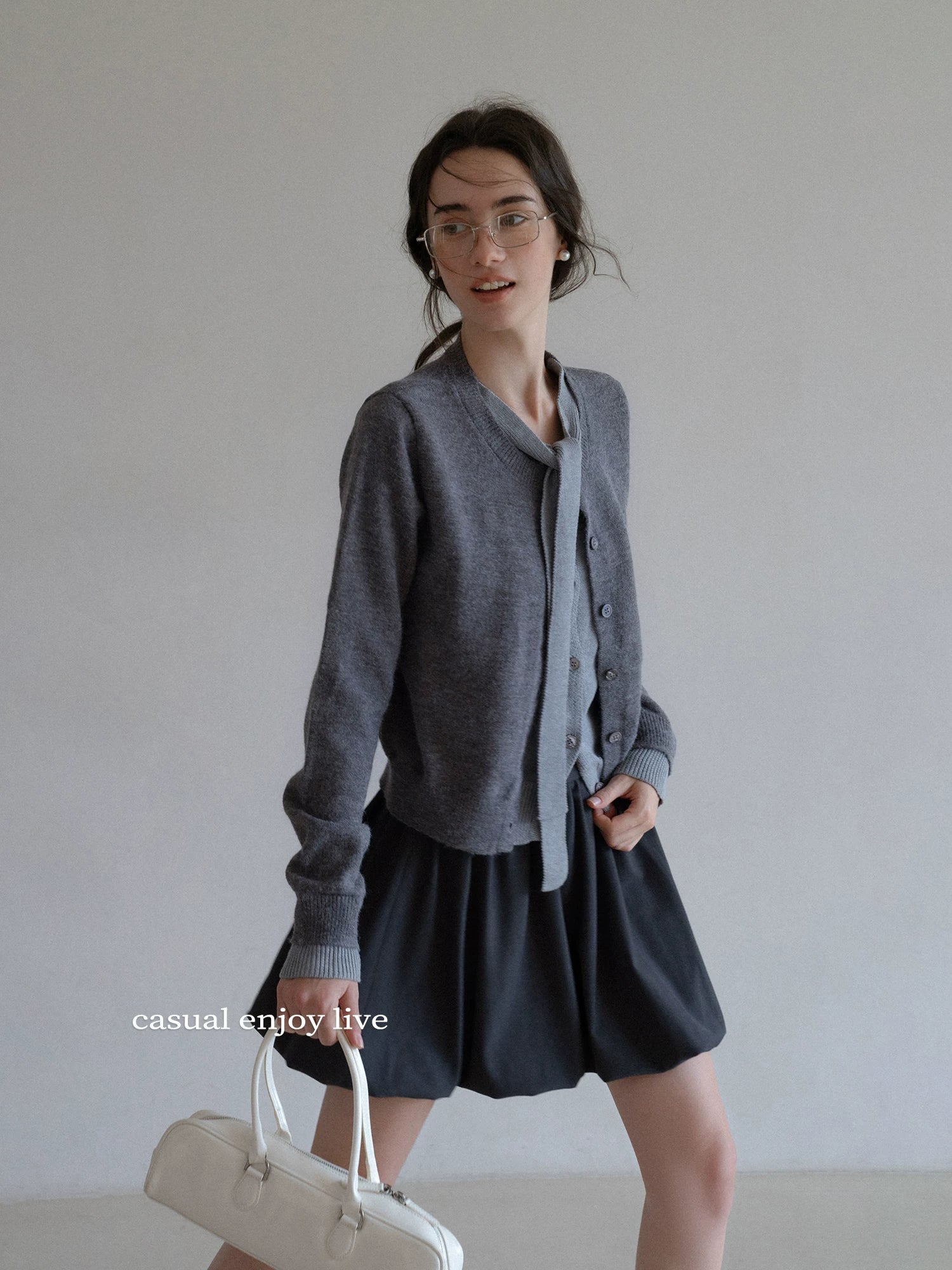 EGGKA Strappy Fake Two-piece Loose Casual Knitted Cardigan