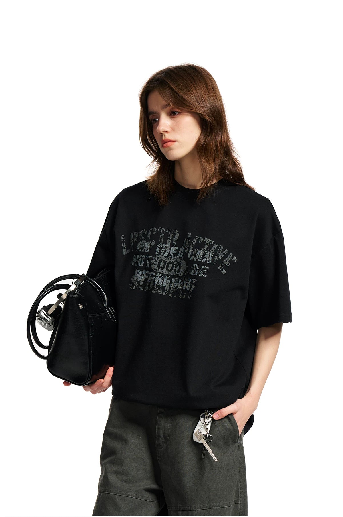 Loopsoon Chest Made Old Overlapping Print Versatile Tee