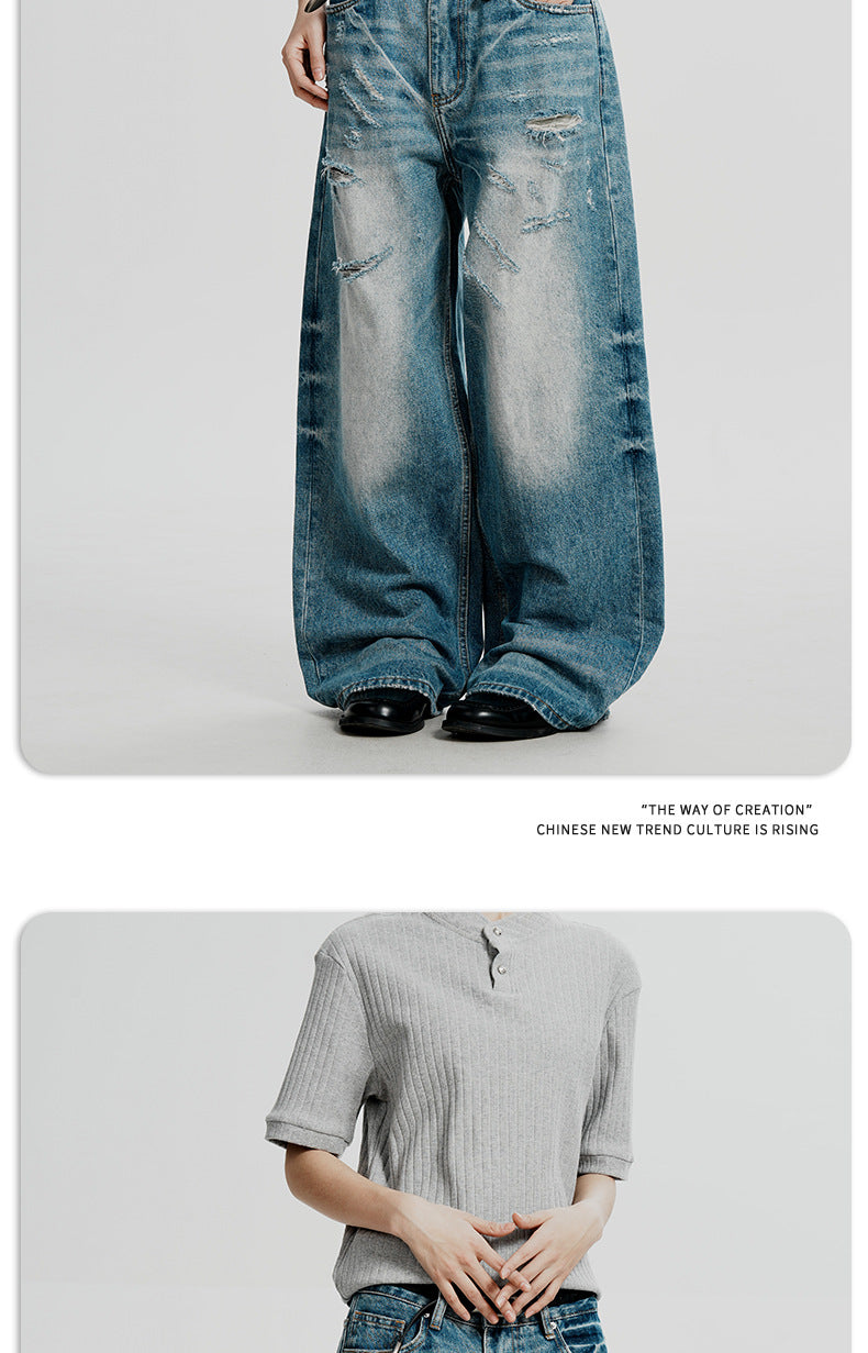 11KN Retro Old Loose Straight Jeans