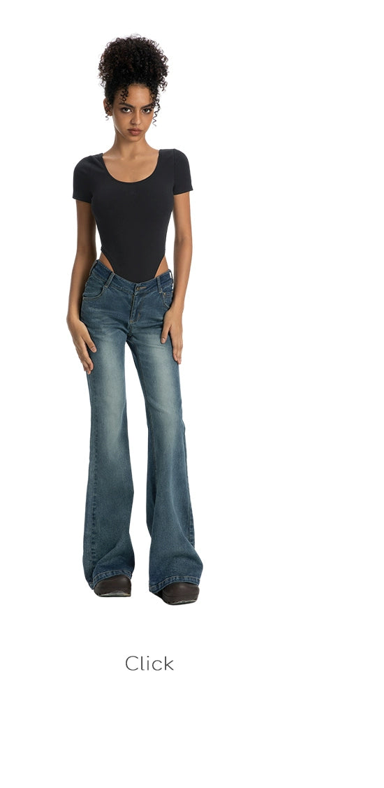 ABMY Retro V-waist Slim-fit Flared Pants