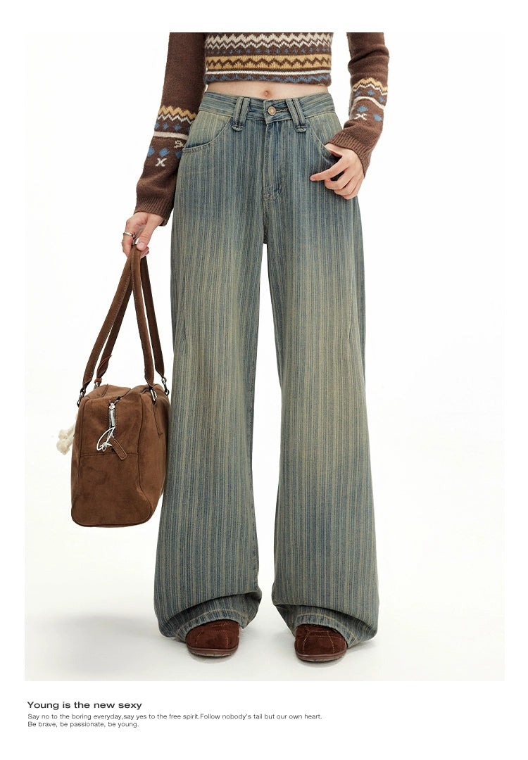 UNIFREE Wide-leg Striped Jeans
