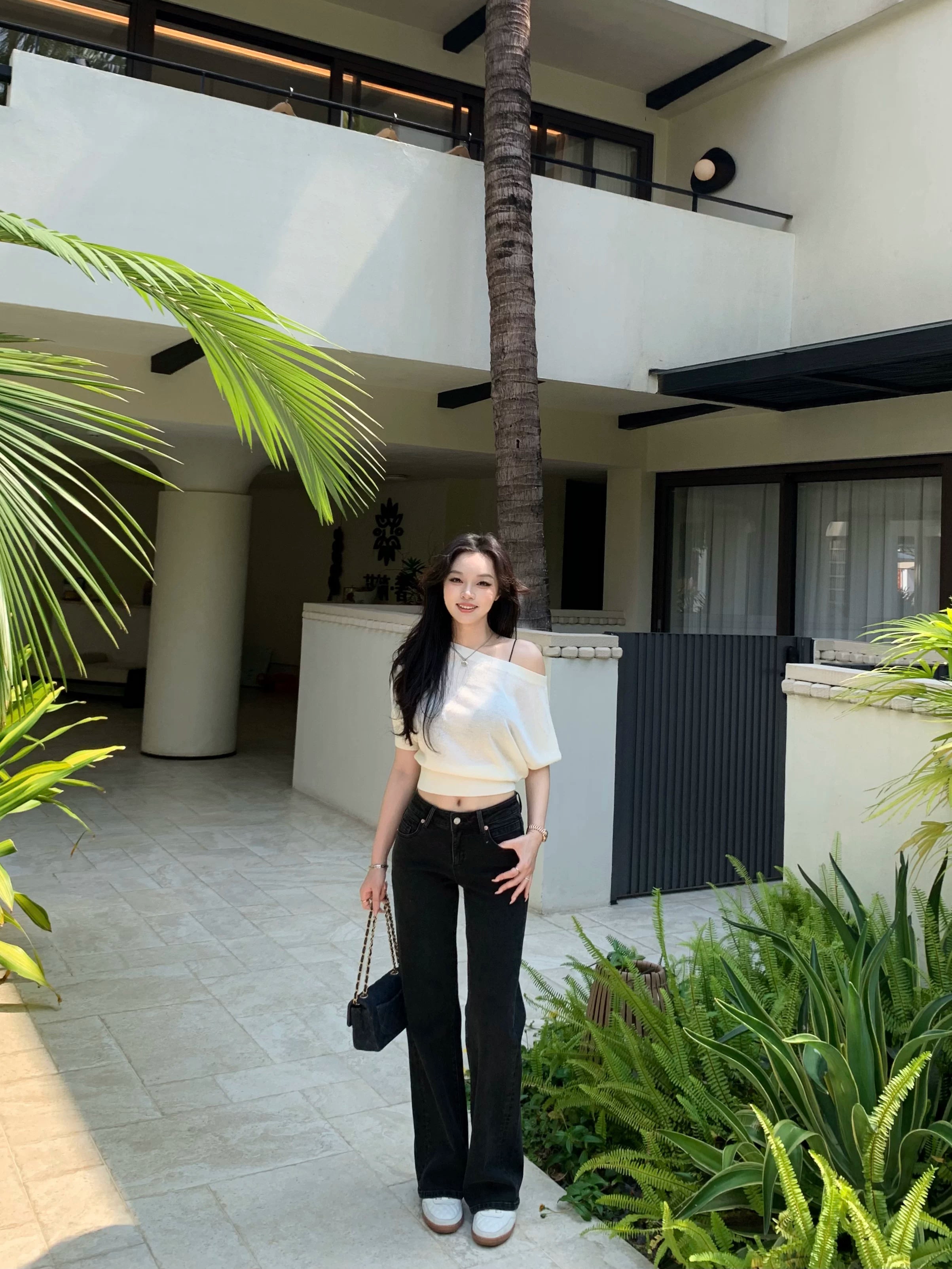 Popchee Narrow Mid-rise Straight-leg Pants