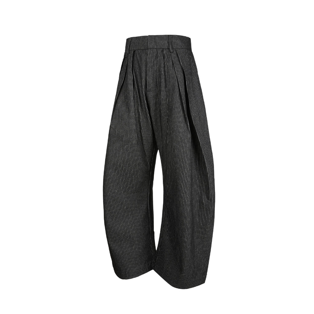 EME Striped Vintage Pleated Casual Trousers