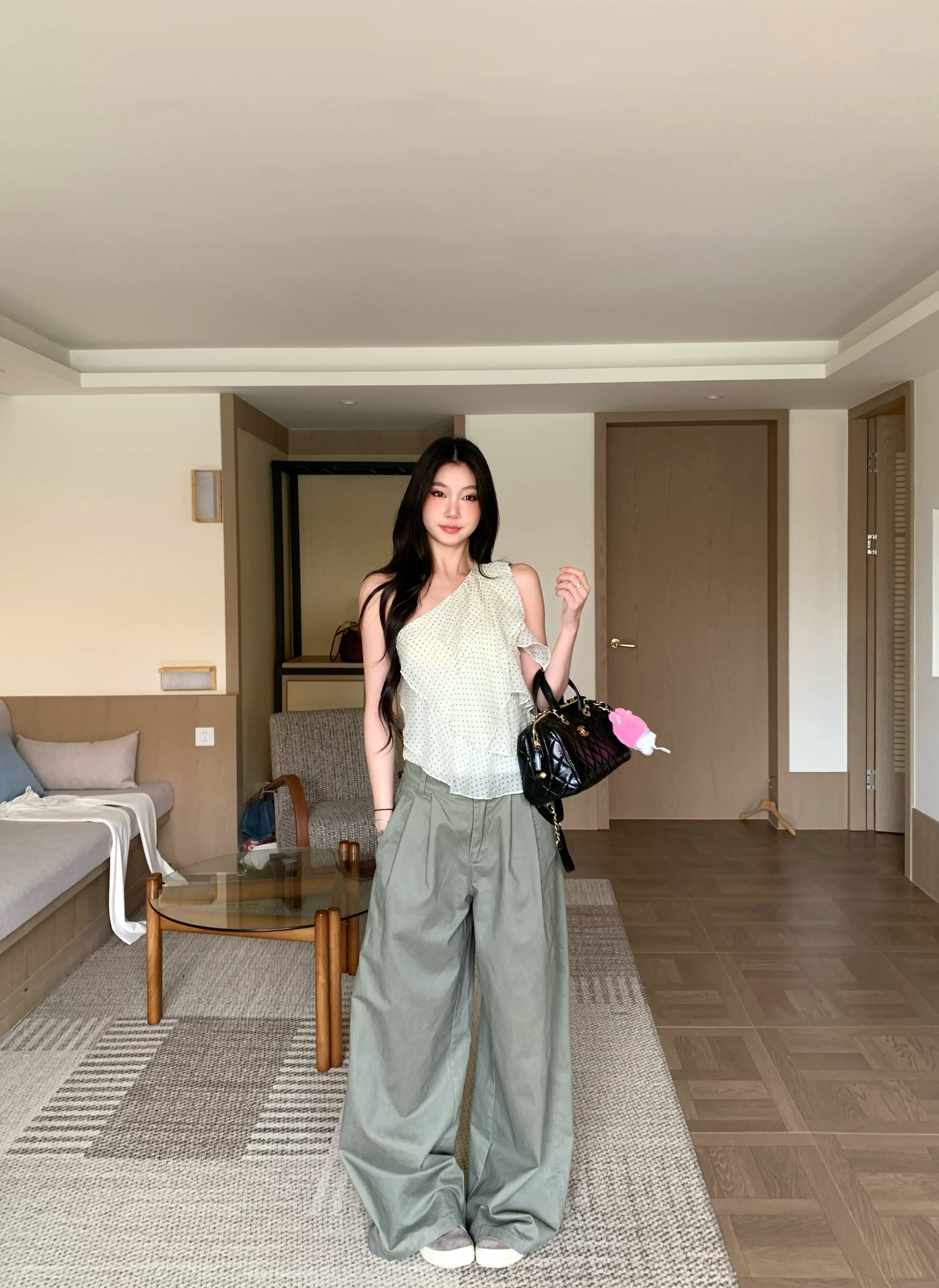 WITHMIN Polka Dot Irregular Crossbody Vest