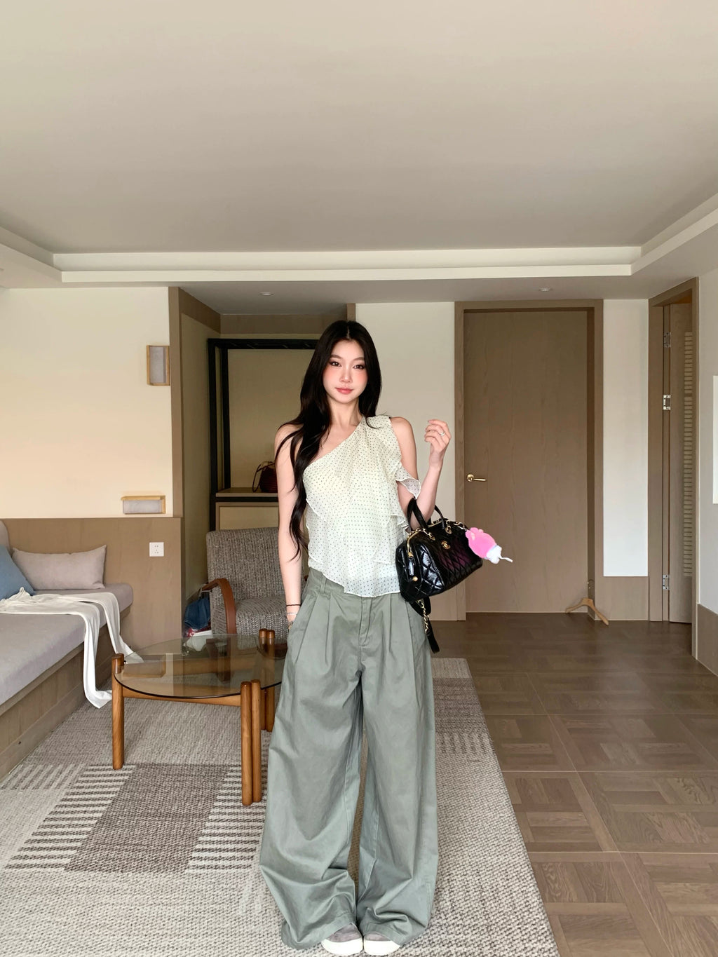 WITHMIN Polka Dot Irregular Crossbody Vest