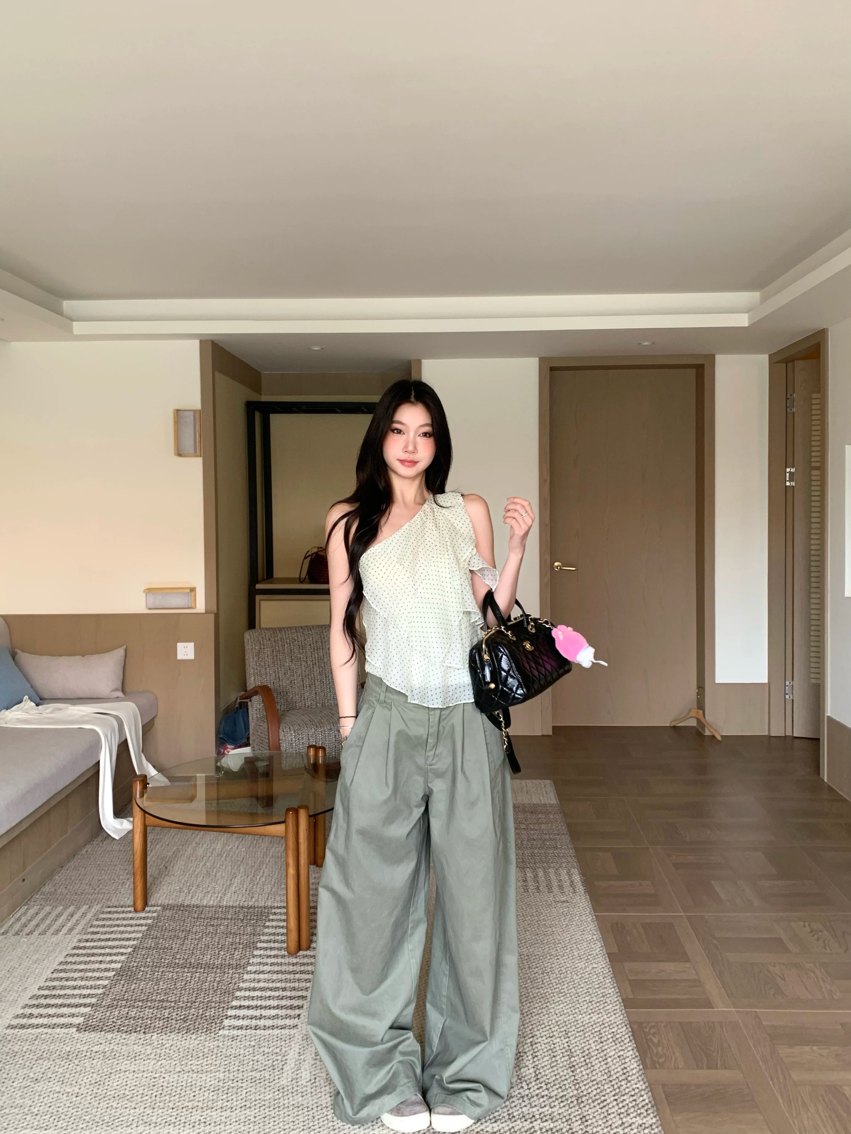 WITHMIN Polka Dot Irregular Crossbody Vest