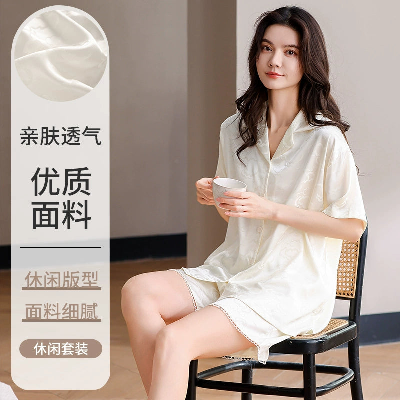 Urban Butterfly Ice Silk High-end Cute Loungewear Set
