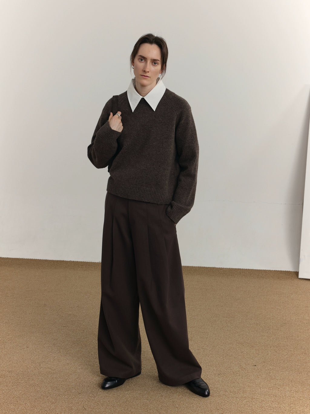 COLN Vintage Short Basic Knitted Sweater