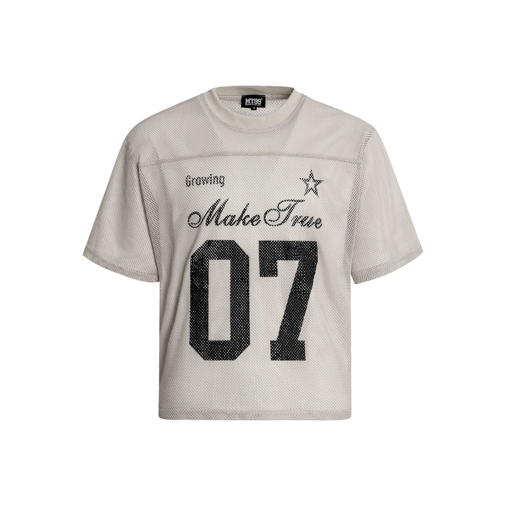 MT99 Hollow Letter Loose Mesh Printed Tee
