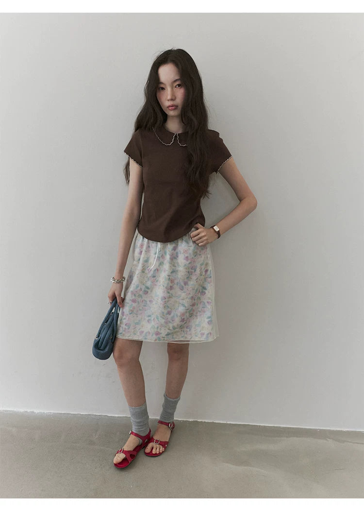 VOOE Mesh Floral Fashion Skirt