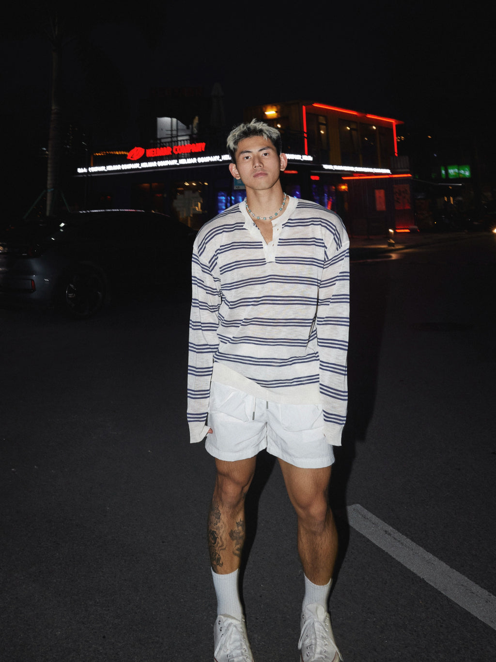 PAPASLILMONSTER Thin Loose Holiday Striped Long Sleeve
