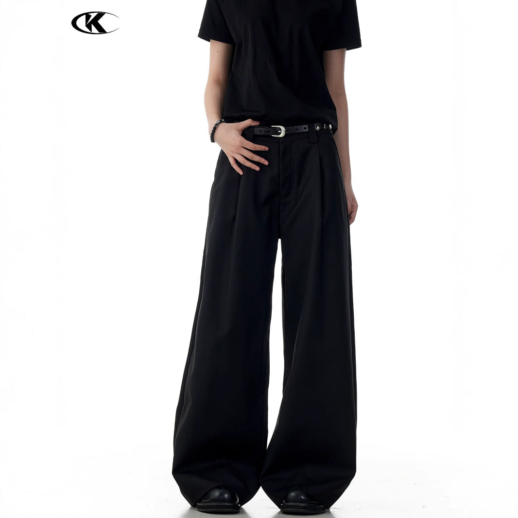 11KN Straight Drape Wide-leg Loose and Simple Casual Trousers