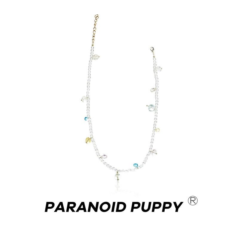 ParanoidP Lemon Crystal Beaded Multi-Layered Necklace