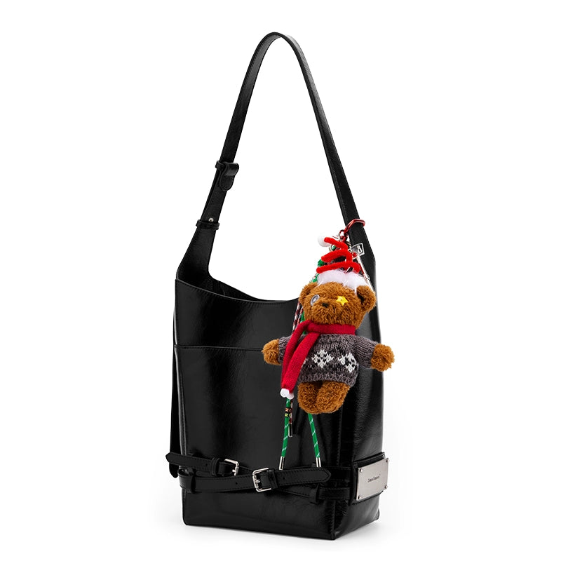 SmoSmos Retro Large Capacity Cowhide Shoulder Niche Bucket Bag