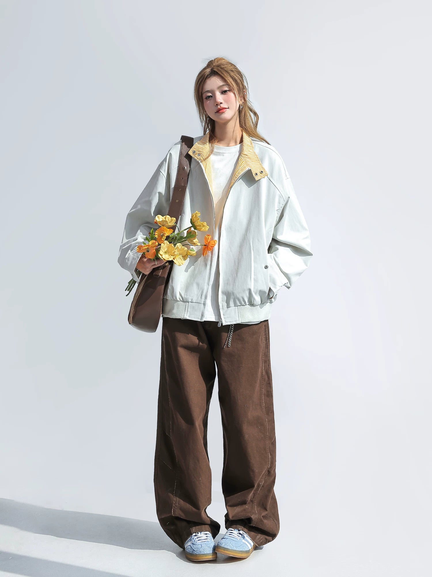 CHANT2nd Contrasting Color Plaid Splicing Loose Coat