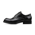 HANQIAORJI Washed Horse Leather Square Round Head Derby Shoes Leather Shoes