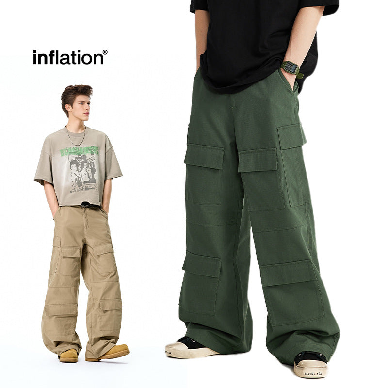 Inflation American Street Wide Leg Pants Casual Pocket Pants